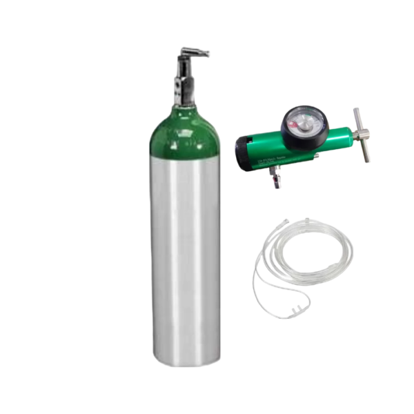 Cilindro de Oxígeno M9/MC (170 L)+ Kit (Regulador Barb y Canula )