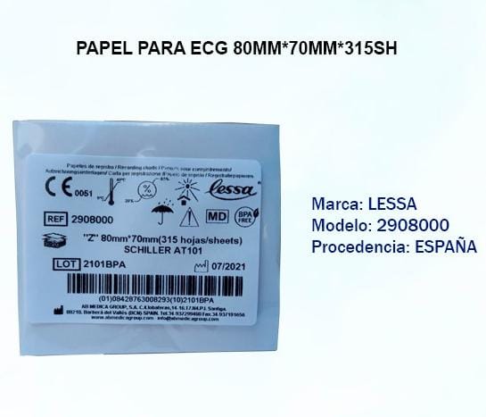 Papel para ECG 80mm*70m* 315sh_ Pack x 10 Blocks_Electrocardiografo