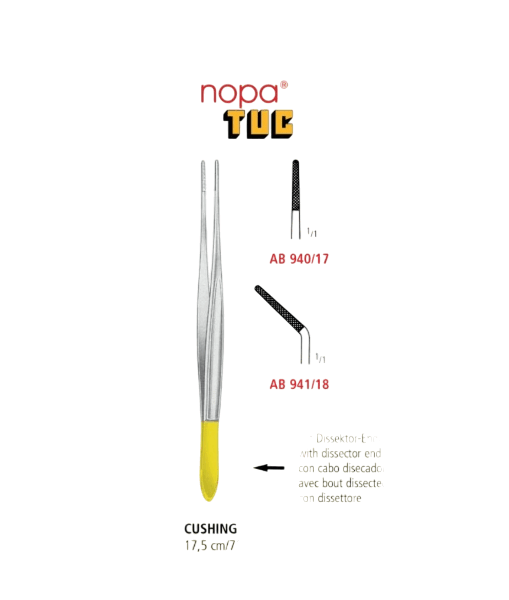 PINZA DE DISECCION RECTA CUSHING DE TUC. 17,5 CM_ AB 940/17-NOPA