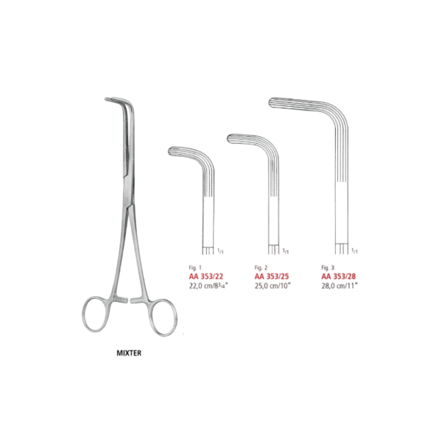 PINZA PREPARACION Y LIGADURAS_CONDUCTOR BILIAR MIXTER CURVO 22CM_ AA 353/22-NOPA