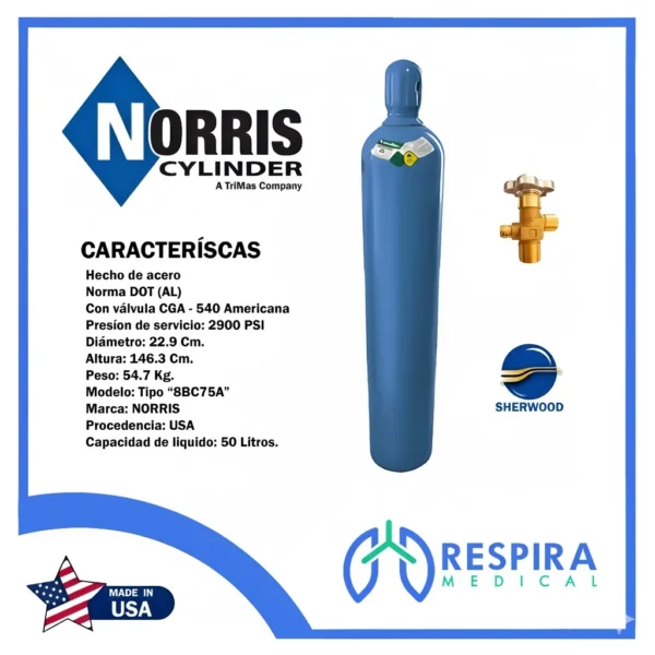 Balon/ Cilindro de Oxido Nitroso NORRIS_USA_10m3/30kg