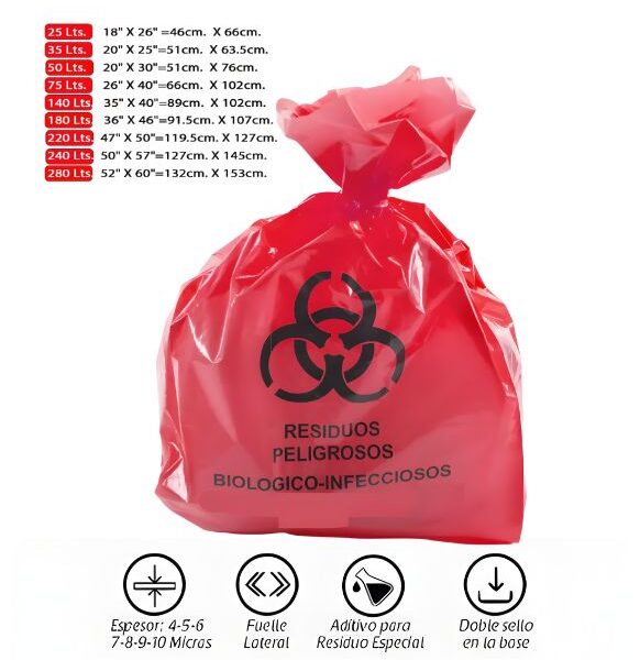 Bolsa Polietileno/ Baja Densidad_25 Lt/Rojo_45cm*60cm*50.8 micras_Paq*100uni
