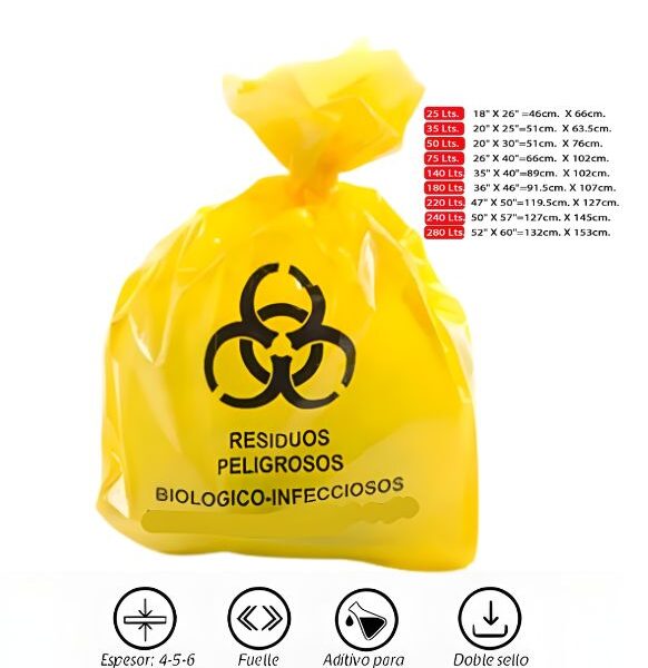 Bolsa Polietileno/ Baja Densidad_75 Lt/Amarillo_60cm*90cm*72.6 micras_Paq*100uni