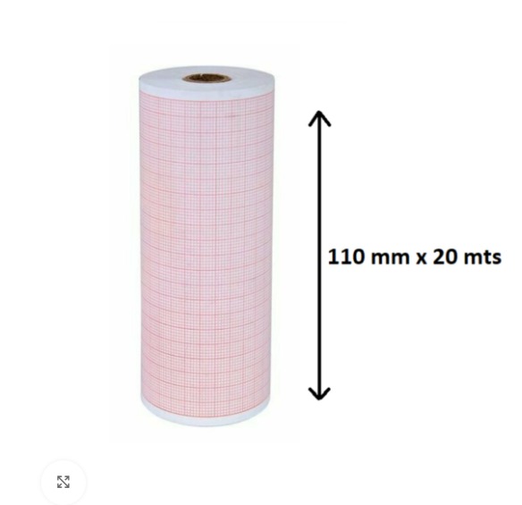 Papel para ECG 110mm*20mt_ Paq x 10 Rollos_Lessa