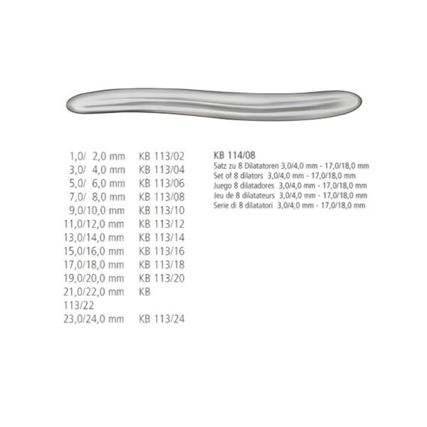 DILATATORES HEGAR JUEGO DE 8PZ_3/4-17/18M_KB 114/08_NOPA