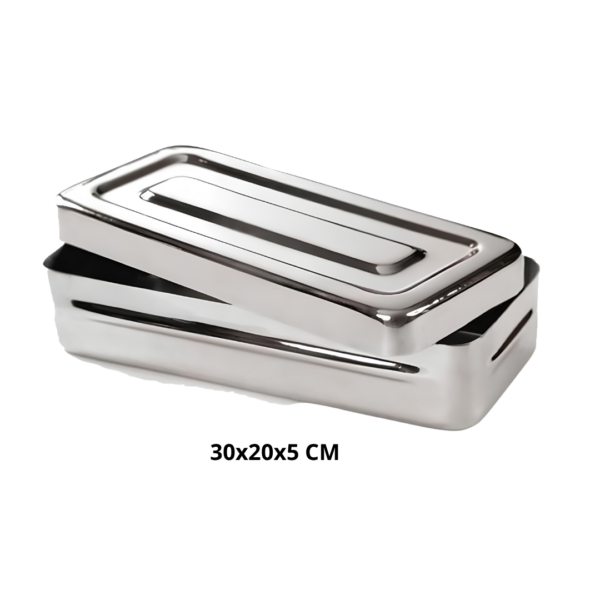 CAJA DE ACERO INOXIDABLE P/ INSTRUMENTAL 30x20x5 CM-NACIONAL